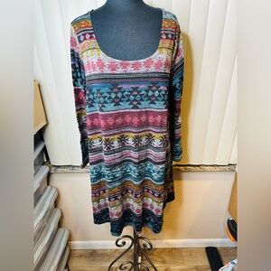 Bailey Blue Aztec Print T-shirt dress size 1X